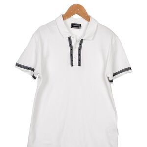 Versace Kids Polo in White with Black Accents